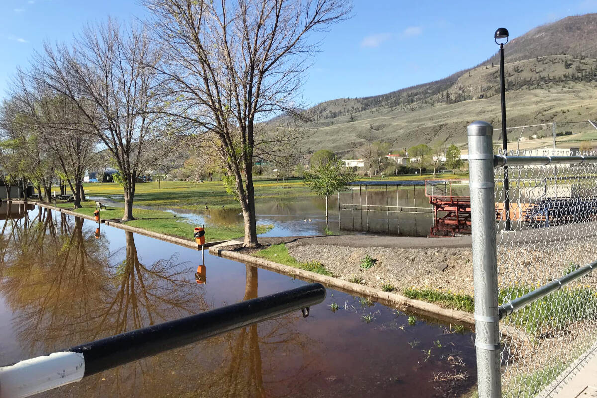 Flooding in Cache Creek Park on May 10. Water levels are receding, but the park remains closed to prevent damage. (Photo credit: Tim Gross)