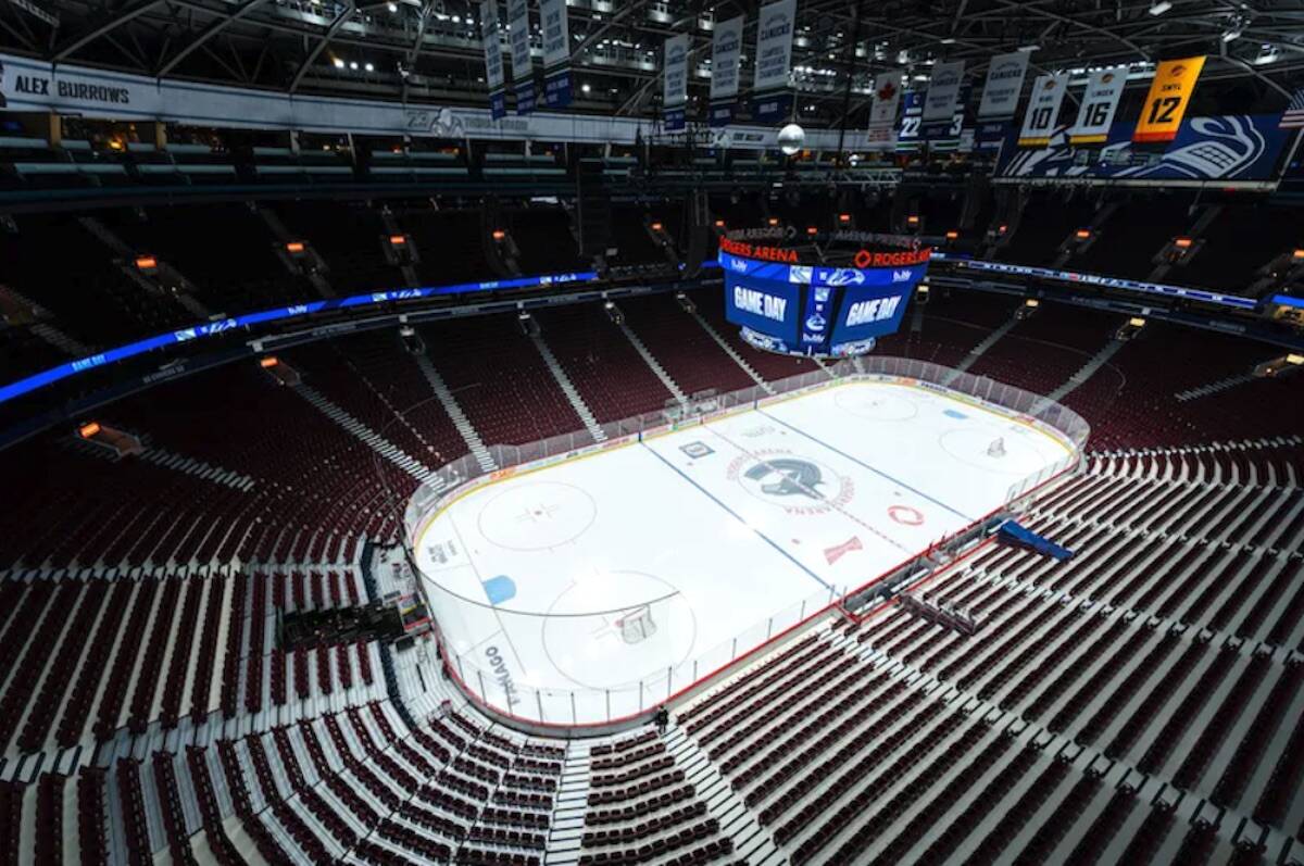 The bowl of Rogers Arena in Vancouver, as pictured on rogersarena.com/tours.