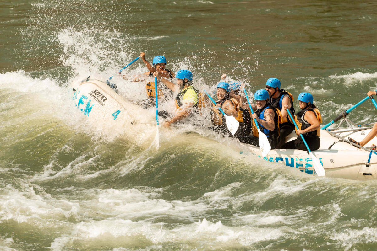 Adventurers enjoy paddle rafting at Kumsheen Raft Resort In what is expected to be one of the biggest gatherings in the Lytton area since the 2021 wildfires, more than 200 former employees will be celebrating the 50th anniversary of Kumsheen Rafting Resort this long weekend. (Kumsheen Rafting Resort)