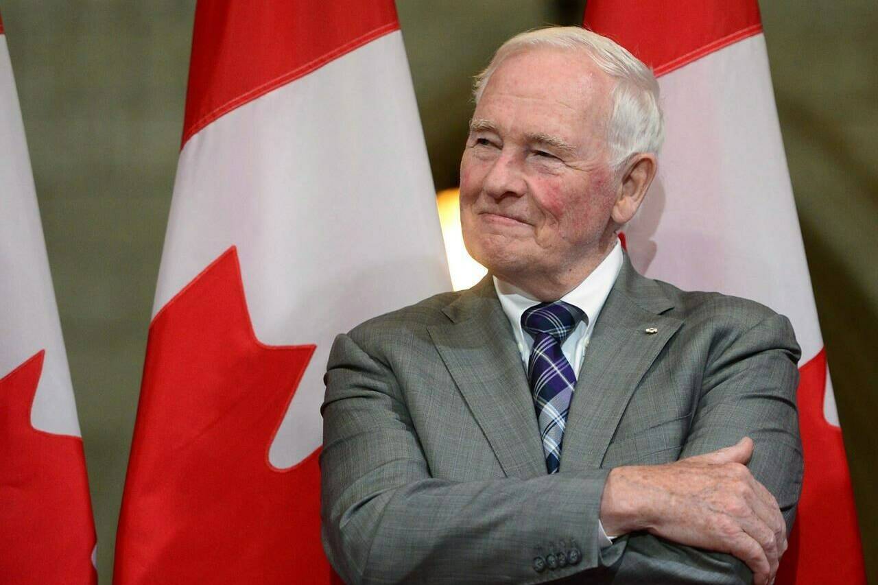 David Johnston looks on during a farewell reception in Ottawa on Thursday, Sept. 28, 2017. Special rapporteur David Johnston is expected to release his decision Tuesday on whether the federal Liberals should hold a public inquiry on foreign interference. THE CANADIAN PRESS/Sean Kilpatrick