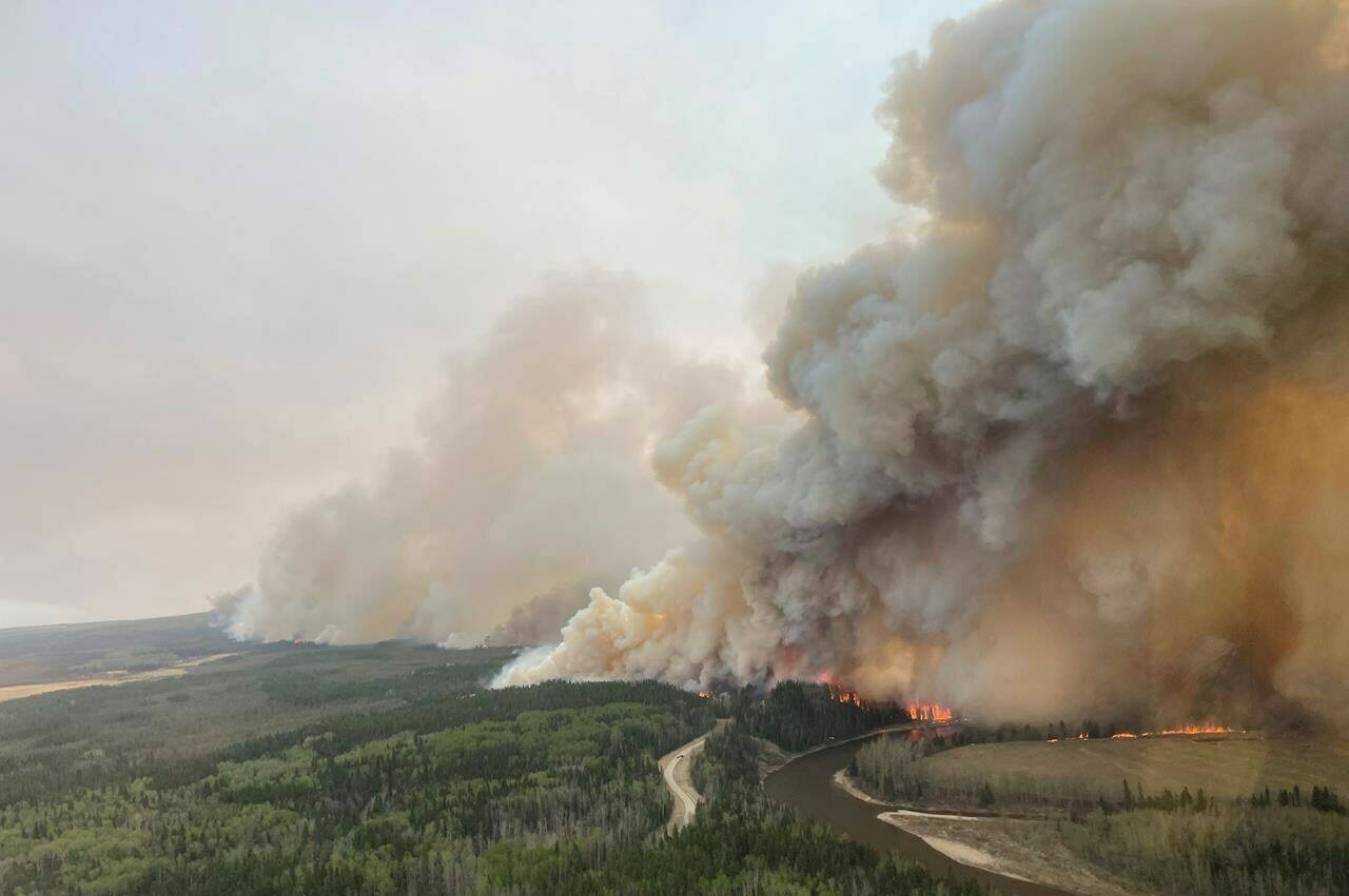 The Edson Forest Area wildfire is shown in a Thursday, May 11, 2023, handout photo. (Alberta Wildfire handout photo)