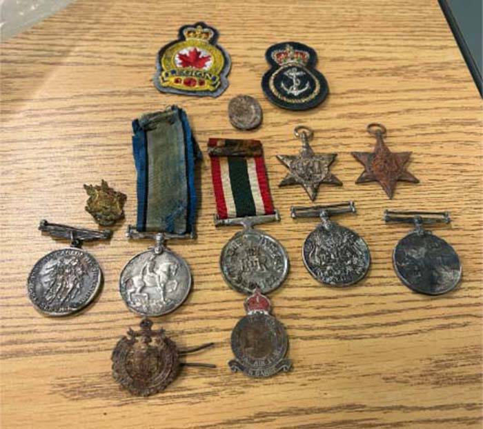 War medals were fished out of the Sumas River near Abbotsford and the teenager who found them is hoping to find the rightful owner. (Submitted photo)