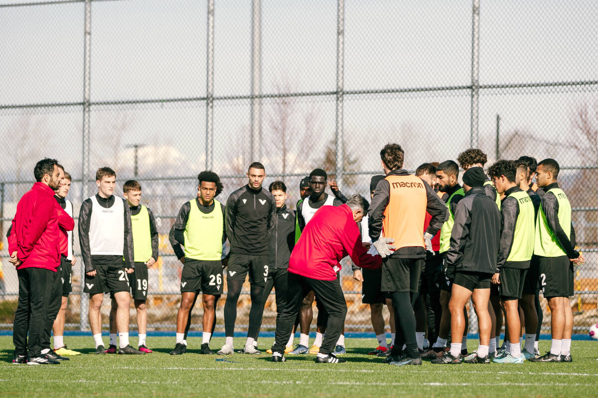 Vancouver Football Club, Langley’s new pro soccer team that has a home opener Sunday, has been practising at their home pitch at Willoughby Park (next to LEC) for months, as their new stadium has been built up around them. (VFC/Special to Langley Advance Times)