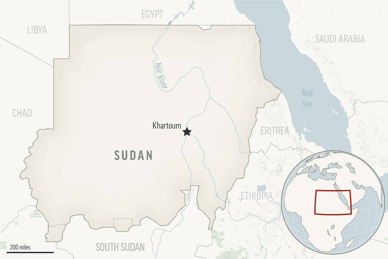 This is a locator map for Sudan with its capital, Khartoum. (AP Photo)
