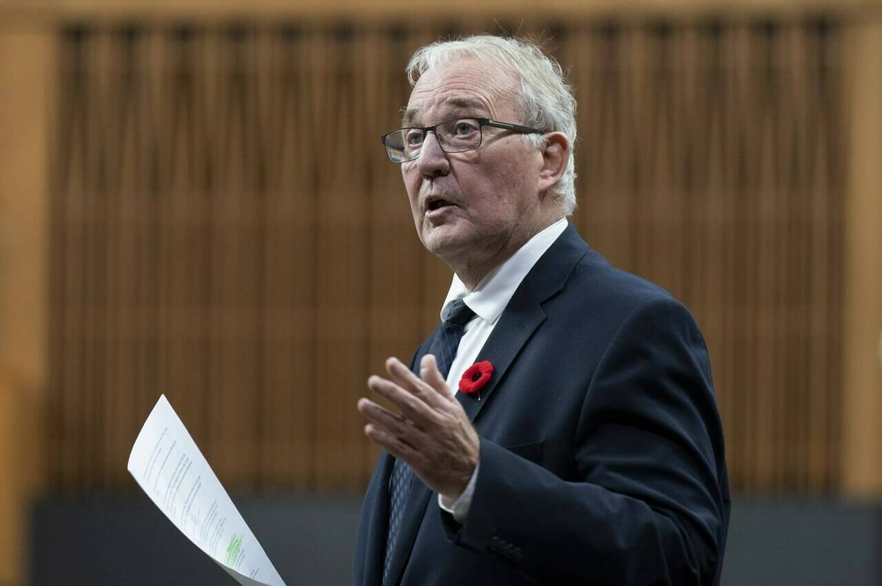 Minister of Emergency Preparedness Bill Blair rises during Question Period, Monday, October 31, 2022 in Ottawa. THE CANADIAN PRESS/Adrian Wyld