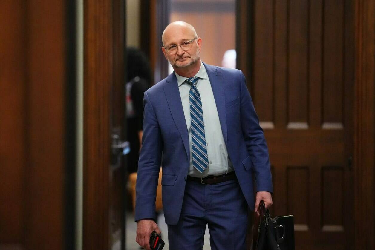 Justice Minister David Lametti leaves a meeting of the Liberal caucus in Ottawa, Wednesday, May 31, 2023. THE CANADIAN PRESS/Sean Kilpatrick