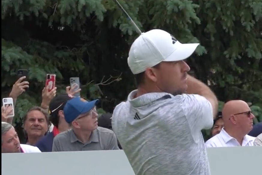 Nick Taylor of Abbotsford takes a swing at the RBC Canadian Open on Sunday, June 11. (PGA Tour video screenshot)