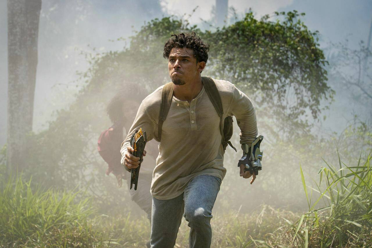 This image released by Paramount Pictures shows Anthony Ramos in a scene from “Transformers: Rise of the Beasts.” (Paramount via AP)