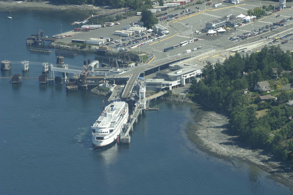 An aerial shot of BC Ferries Swartz Bay terminal. (Black Press Media file photo)