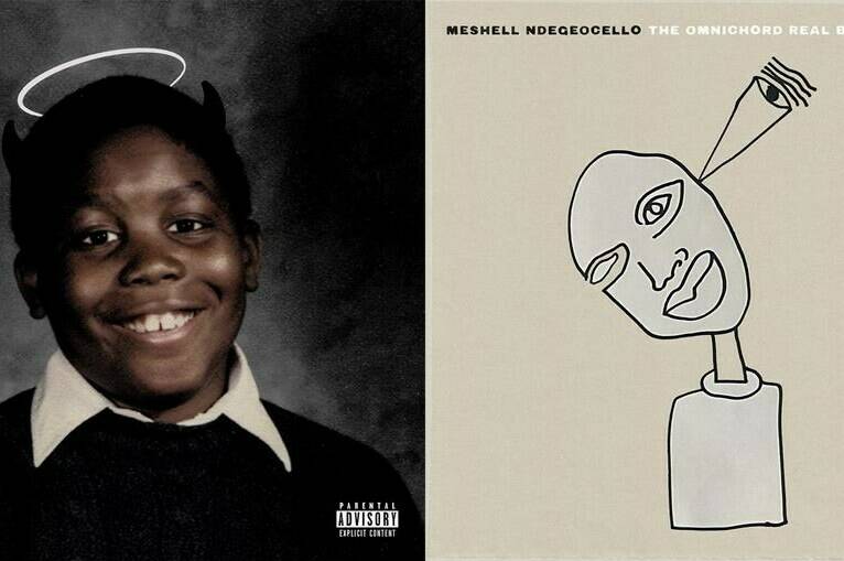 This combination of album cover images shows, clockwise from top left, “Michael” by Killer Mike, “The Omnichord Real Book” by Meshell Ndegeocello. (Loma Vista Recordings, clockwise from top left, Blue Note Records, via AP)