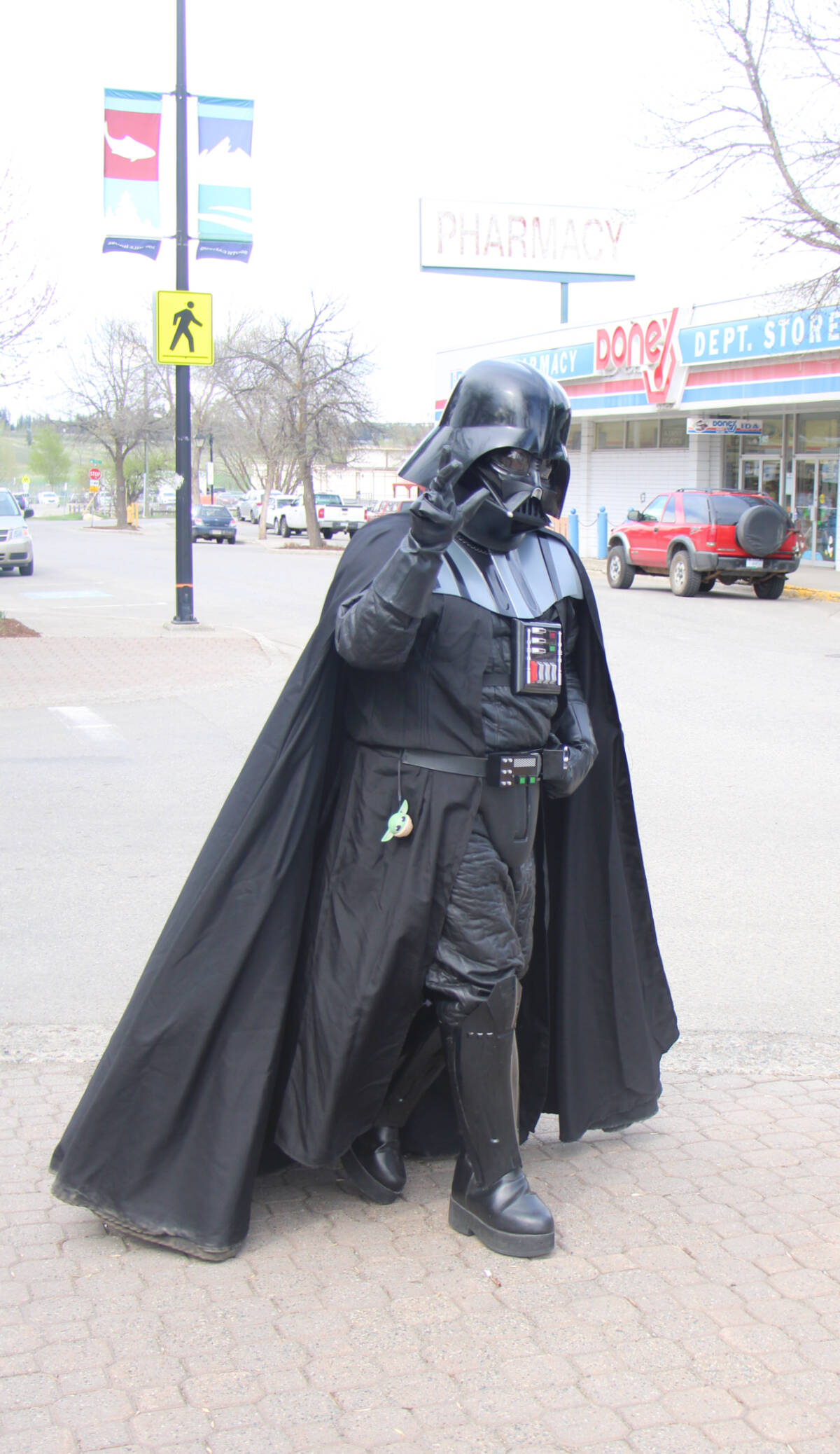 Darth Vader, Noah Jariet, celebrated May the Fourth in 2023 with his sister Shy-Lynn Jariet roaming around 100 Mile House. In the Star Wars franchise, who was the son of Darth Vader? (Patrick Davies photo - 100 Mile Free Press)