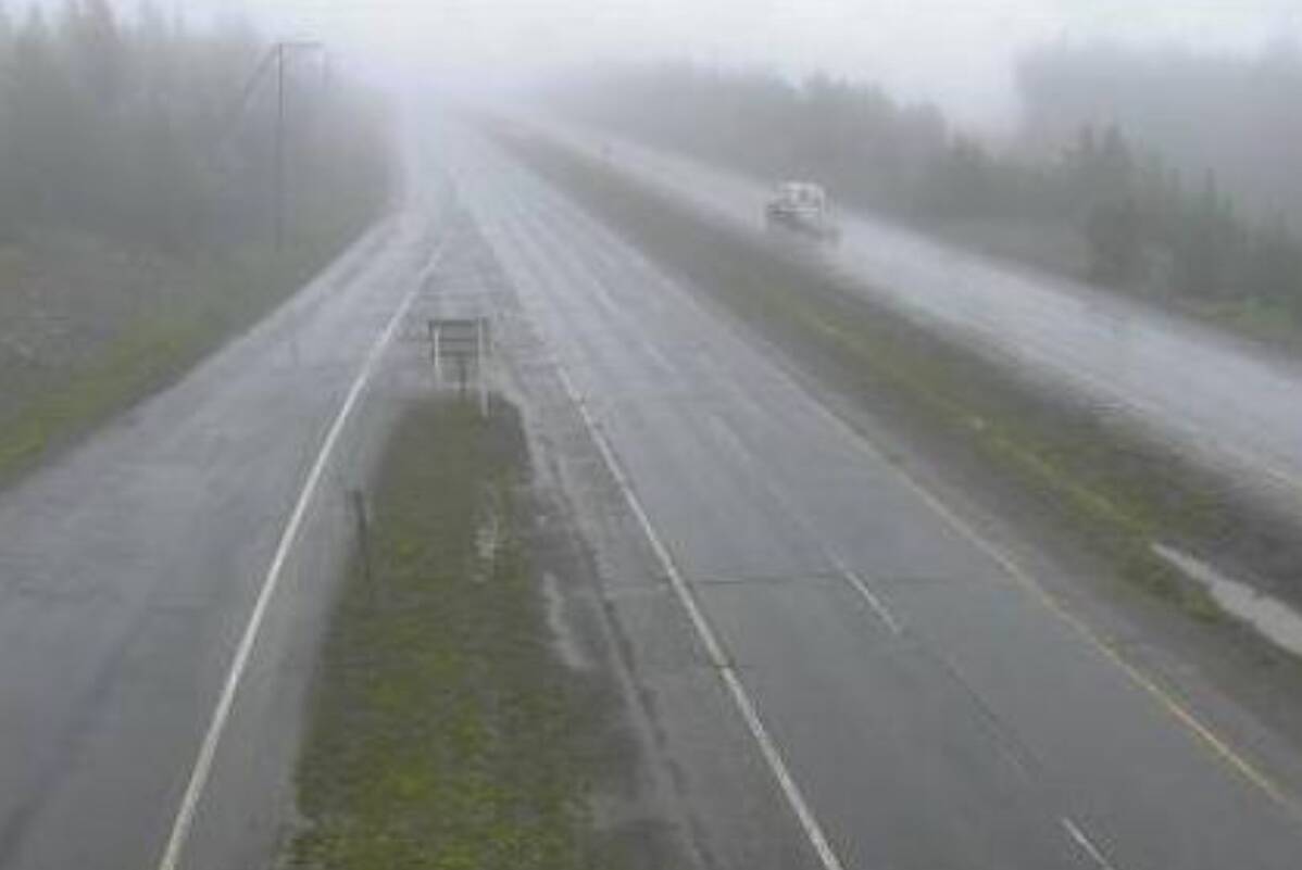 Elkhart and the rest of the Okanagan Connector is expected give centimetres of a rain/snow mixture on Tuesday, June 20. (DriveBC)