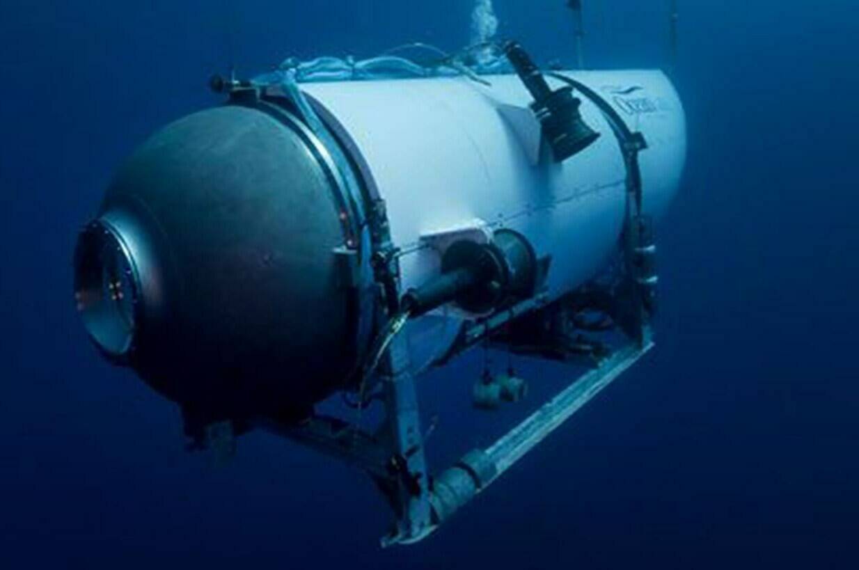 FILE - This undated photo provided by OceanGate Expeditions in June 2021 shows the company’s Titan submersible. On Monday, June 19, 2023, a rescue operation was underway deep in the Atlantic Ocean in search of the technologically advanced submersible vessel carrying five people to document the wreckage of the Titanic, the iconic ocean liner that sank more than a century earlier. (OceanGate Expeditions via AP, File)