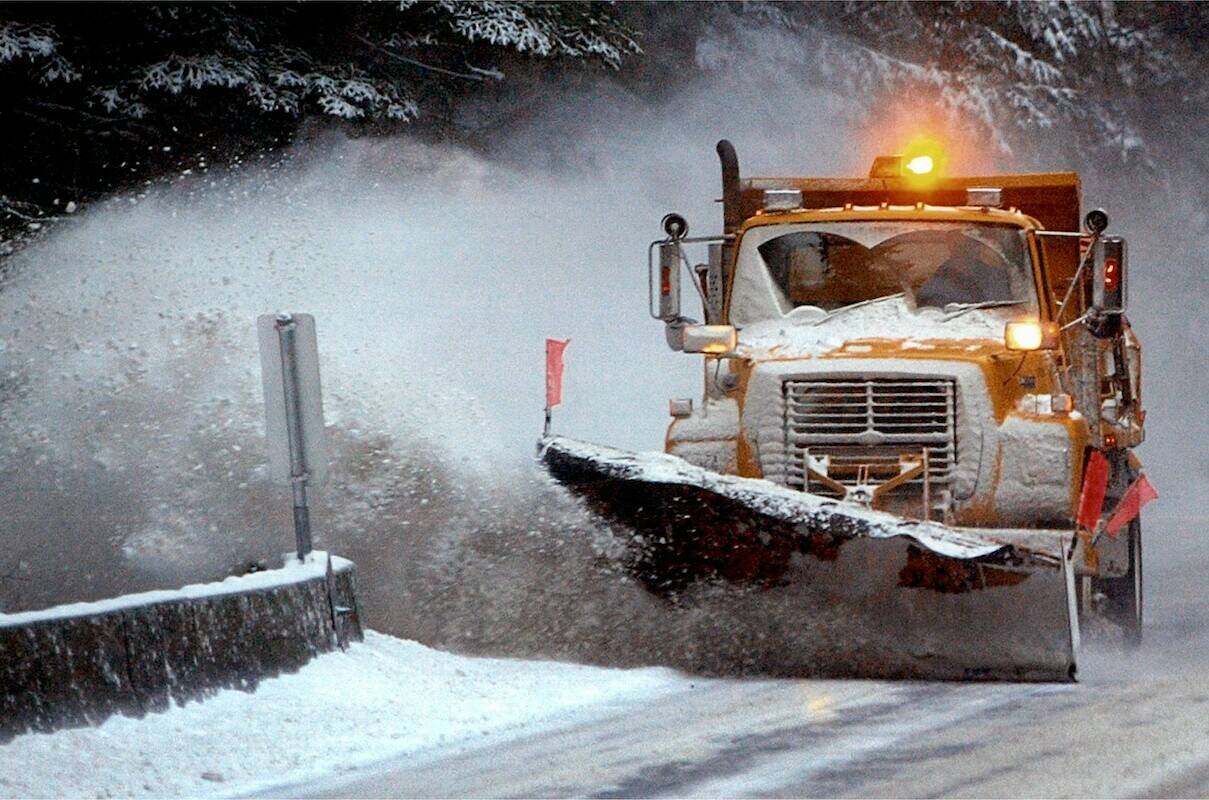 Snow plow part of the BC Road Builders Heavy Construction Association clearing the road in B.C (Photo courtesy of Matt Pitcairn)