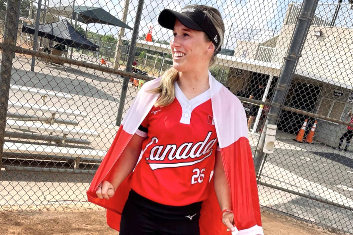 Larissa Franklin will be one of seven B.C. athletes playing with Team Canada at the 2023 WBSC Women’s Softball World Cup Group Stage. (Larissa Franklin/Special to The News)