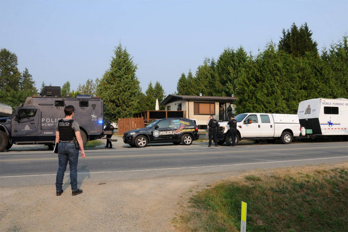 Police executed a search warrant at the Devils Army Clubhouse on Petersen road in Campbell River on August 10, 2017. Campbell River Mirror file photo
