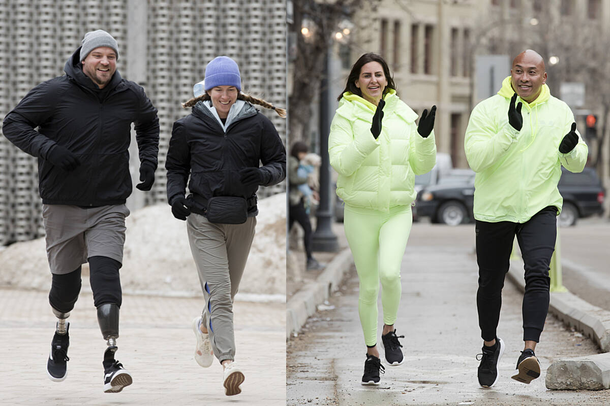 Tyler and Kayleen (left) and Allie and Eddie start their journey in The Amazing Race Canada’s ninth season premiere. The two Comox Valley couples’ TV-show competition begins on July 4th. (Photo: CTV)