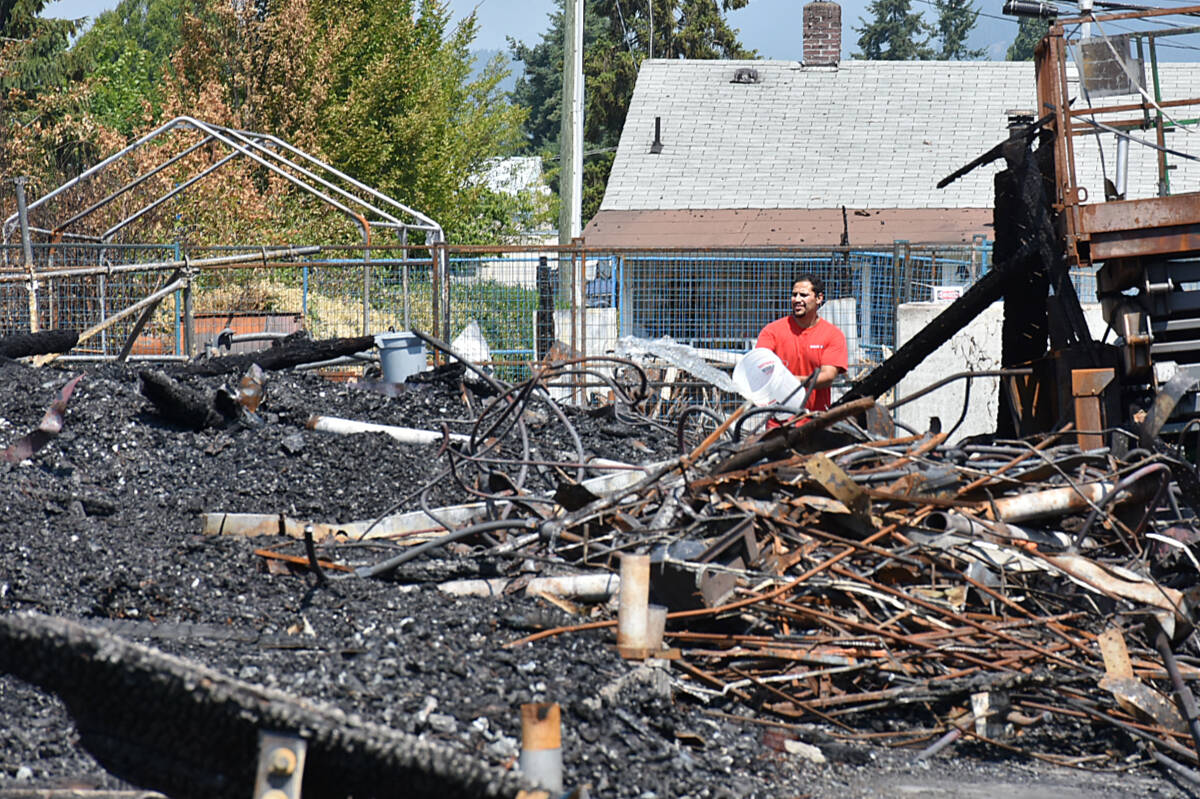 Belfor Property Restoration is continuing to work through the rubble of the Edge On Edge 3 building, which is all that remains after the June 9 fire. (Colleen Flanagan/The News)