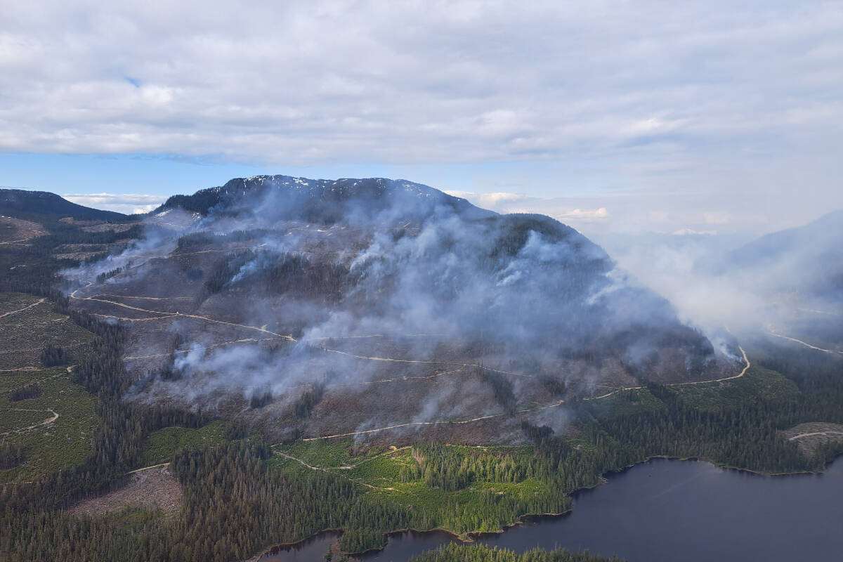 The Newcastle Creek wildfire west of Sayward. File Photo courtesy B.C. Wildfire Service