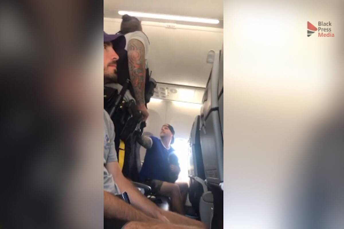 A man was kicked off of a Flair Airlines flight at the Kelowna International Airport on Sunday, July 2. (@okanaganpartylife/Instagram)