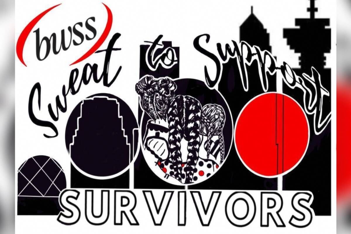 The Sweat To Support Survivors Challenge is raising funds to boost the Battered Women’s Support Service’s programs for survivors of domestic and gender-based violence. The service’s logo portrays three women, symbolizing the stark reality that one in three women worldwide experiences physical or sexual violence, predominantly perpetrated by an intimate partner. (BWSS/Contributed to Black Press Media)