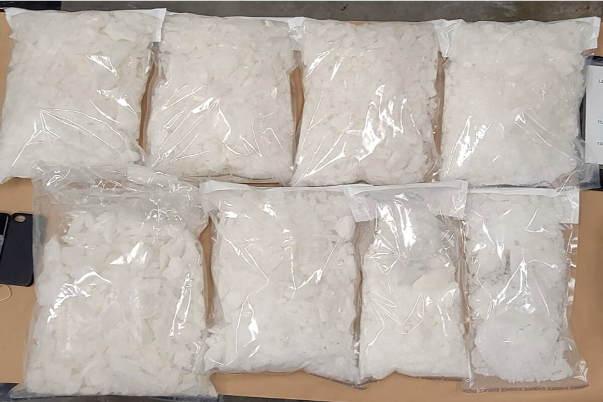 Meth and cash was seized by a Langley RCMP unit on July 4. (Langley RCMP photo/Special to the Langley Advance Times)