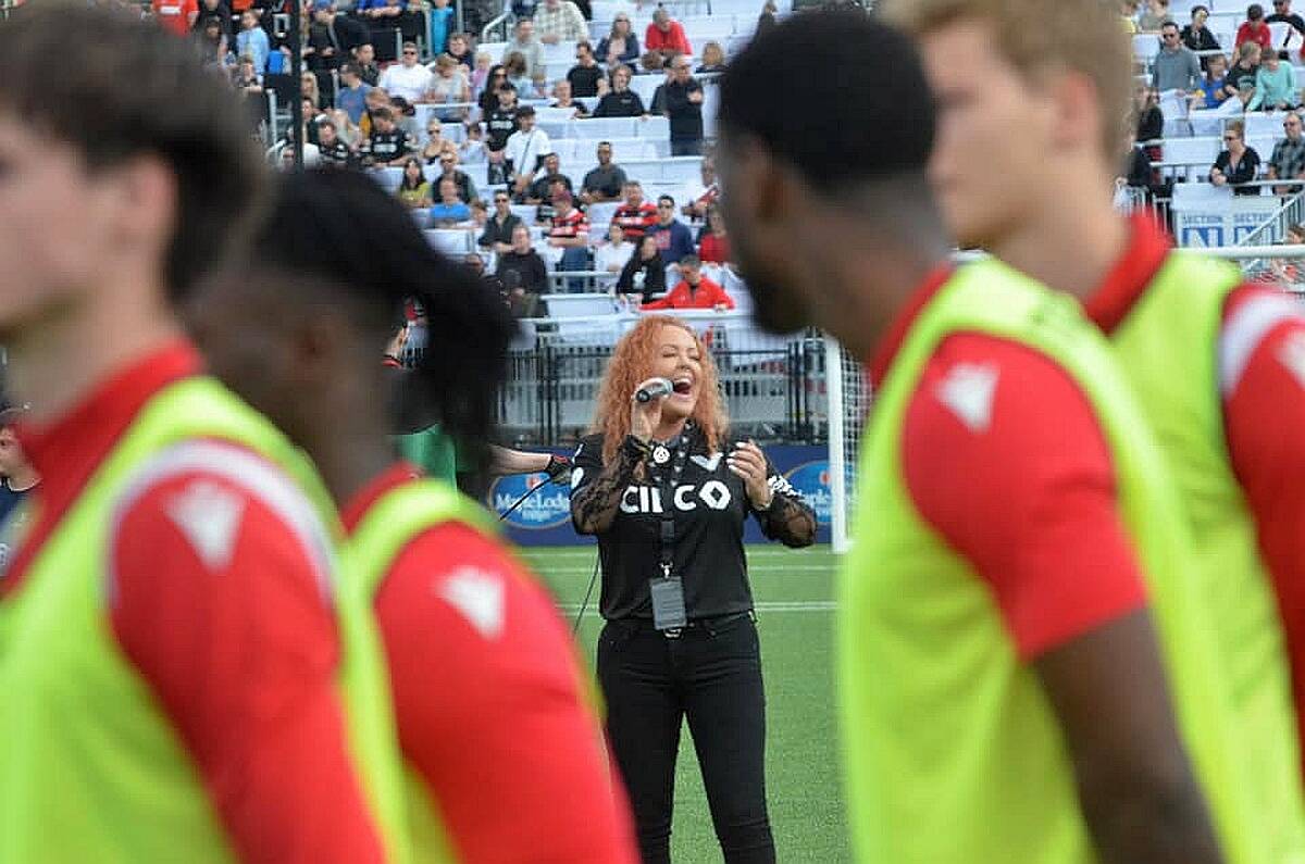 Karen Lee Batten sang at the first-ever home game for Vancouver FC back in early May, and tonight will once again sing the Canadian national anthem and perform during half-time. (Langley Advance Times files)