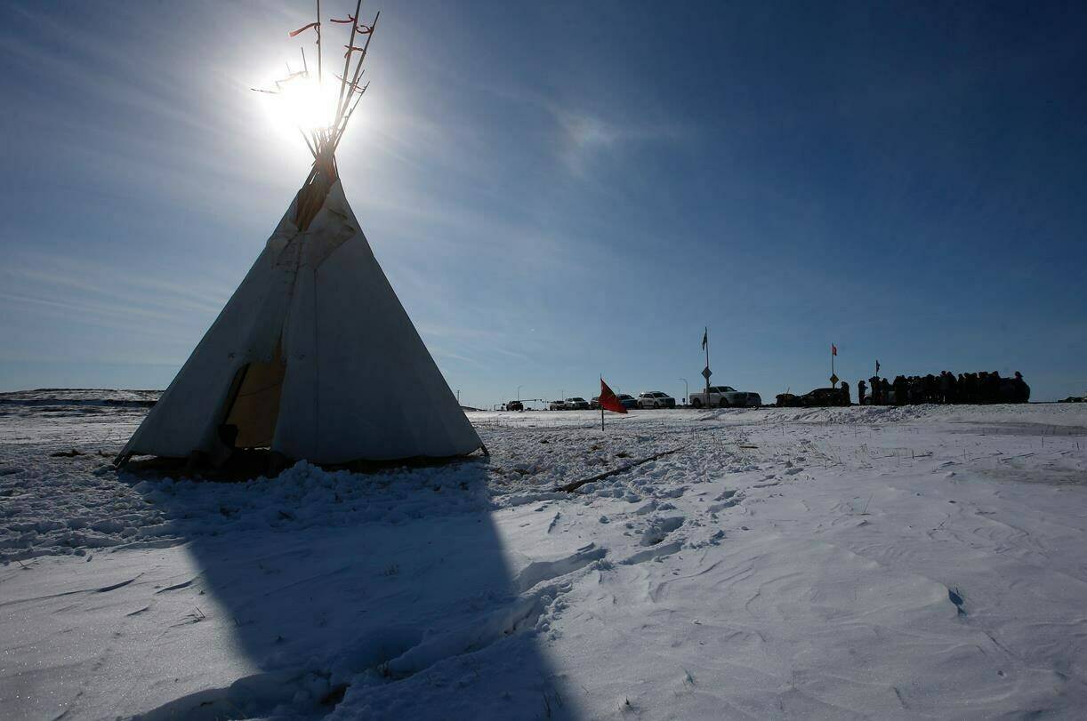 A teepee is shown at Winnipeg's Brady Landfill just outside the city, Thursday, April 6, 2023. The City of Winnipeg says its Brady Road landfill is closed until further notice. THE CANADIAN PRESS/John Woods