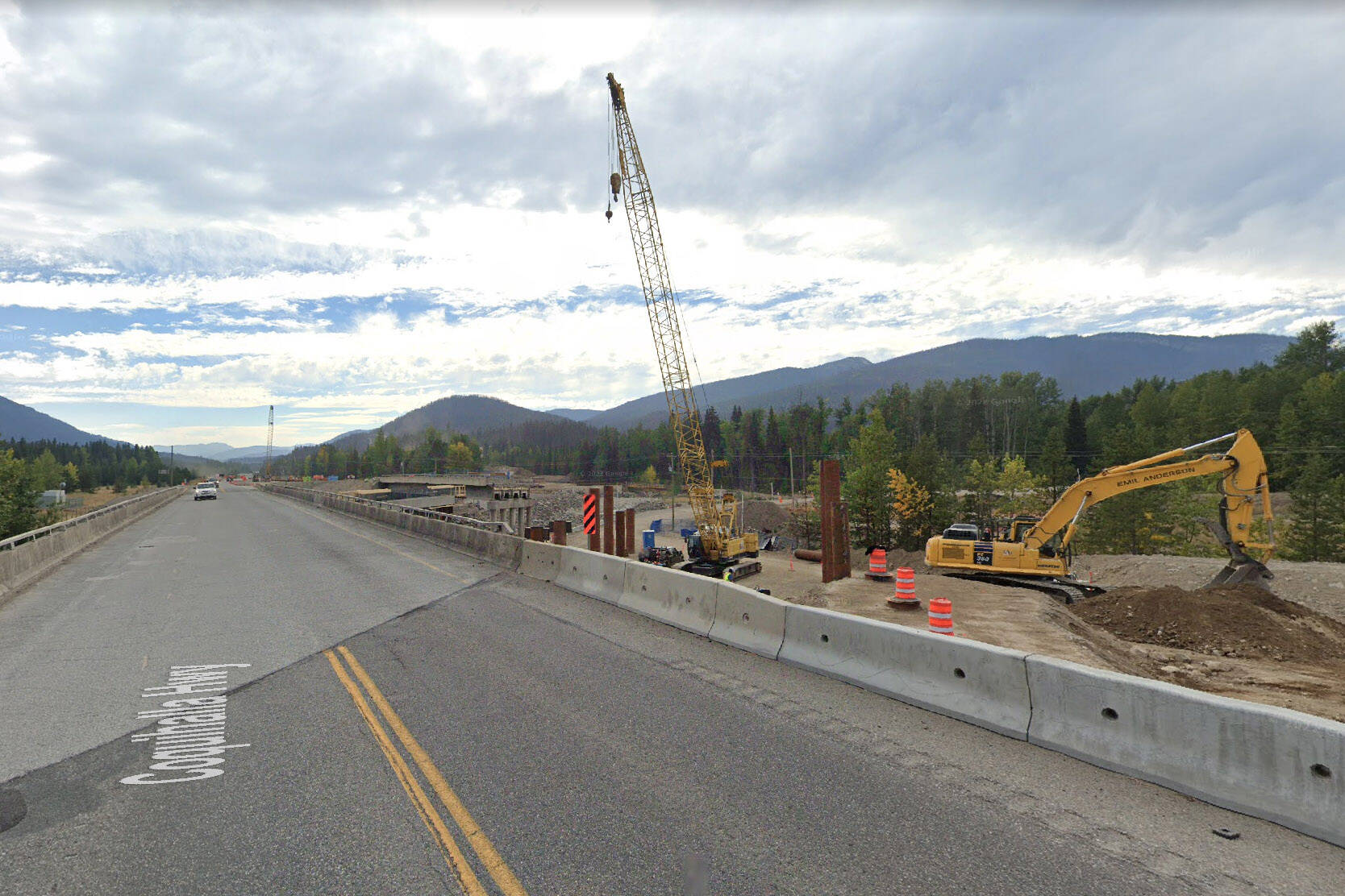 Construction is seen on the Juliet Bridge on the Coquihalla Highway in September 2022. (Google Maps)