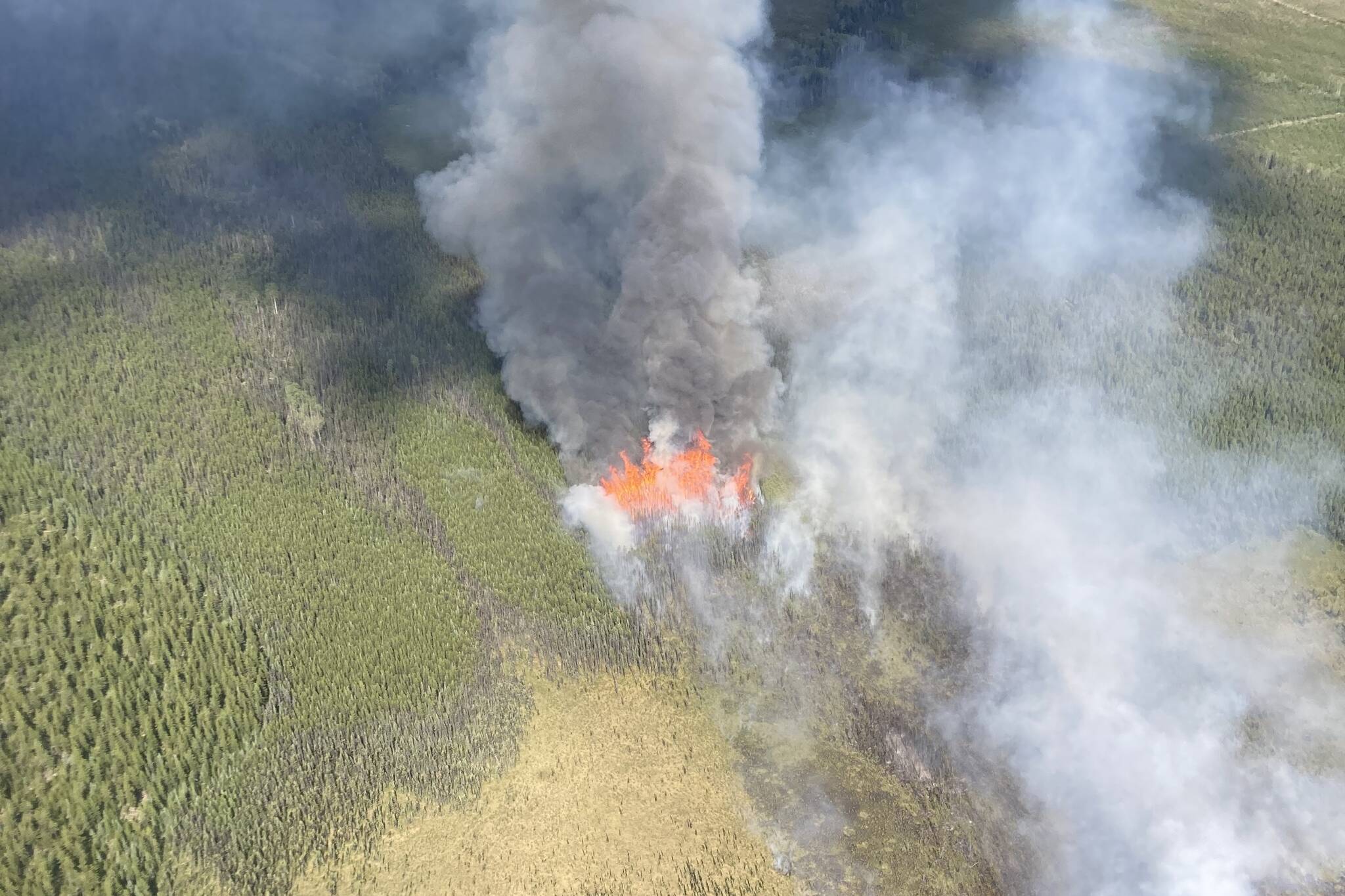 Tsah Creek wildfire burning near Vanderhoof on July 9, 2023. (BC Wildfire Service handout)