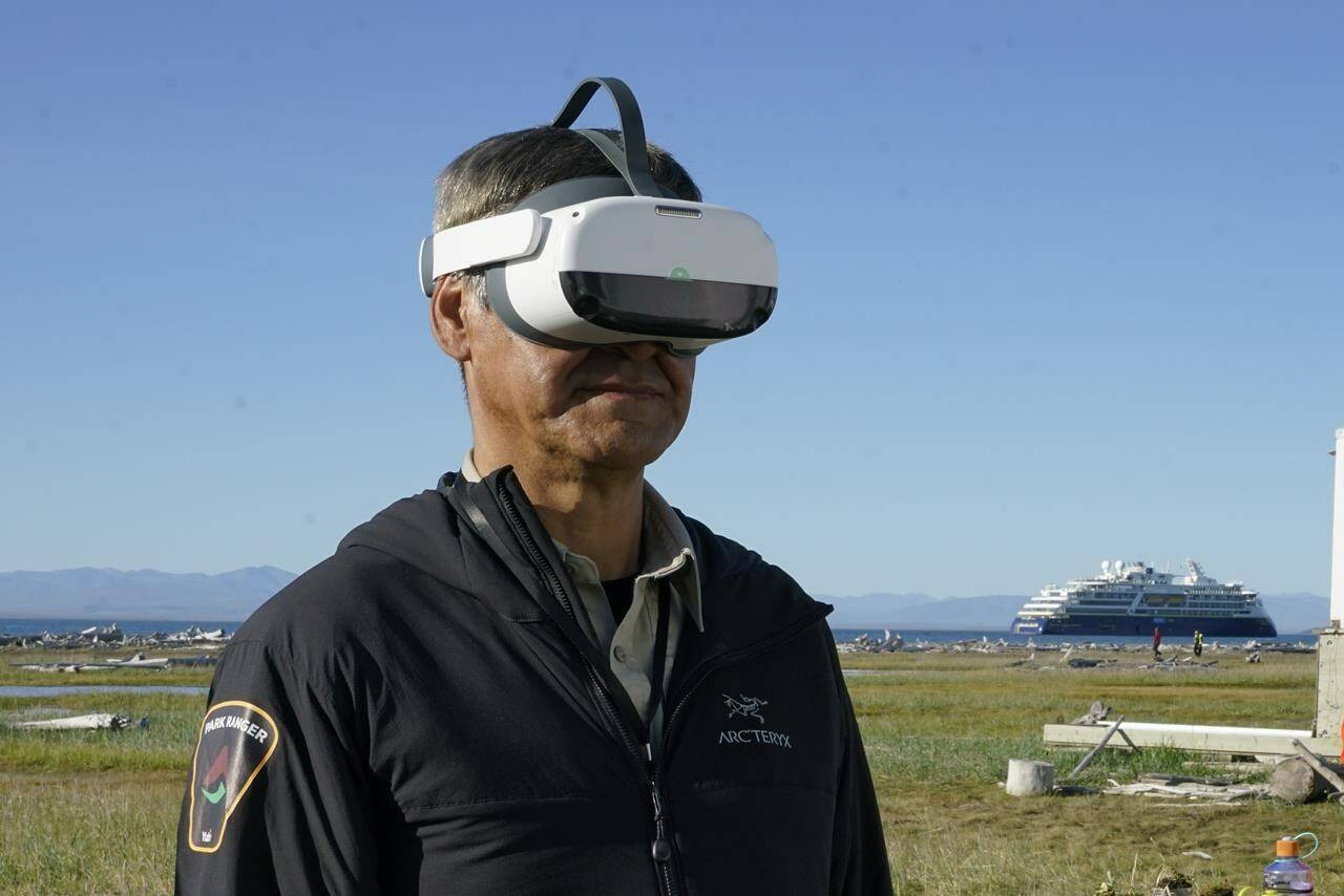 Richard Gordon tests out the virtual reality environment on Qikiqtaruk, Y.T., in an undated handout photo. The VR project Qikiqtaruk: Arctic at Risk is transporting people to Yukon’s northernmost point without them ever having to leave home. THE CANADIAN PRESS/HO-Isla Myers-Smith