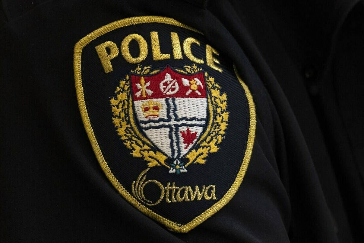 Ottawa police say they are responding to a tornado in the city’s south end. A close-up of an Ottawa Police officer’s badge is seen on Thursday, April 28, 2022 in Ottawa. THE CANADIAN PRESS/Adrian Wyld