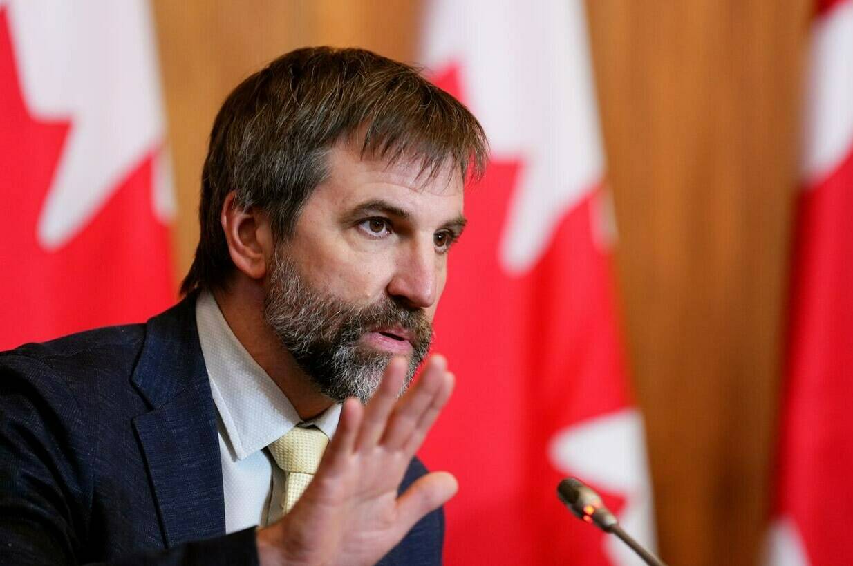 Environment Minister Steven Guilbeault speaks at a press conference, in Ottawa, Monday, June 5, 2023. THE CANADIAN PRESS/Sean Kilpatrick