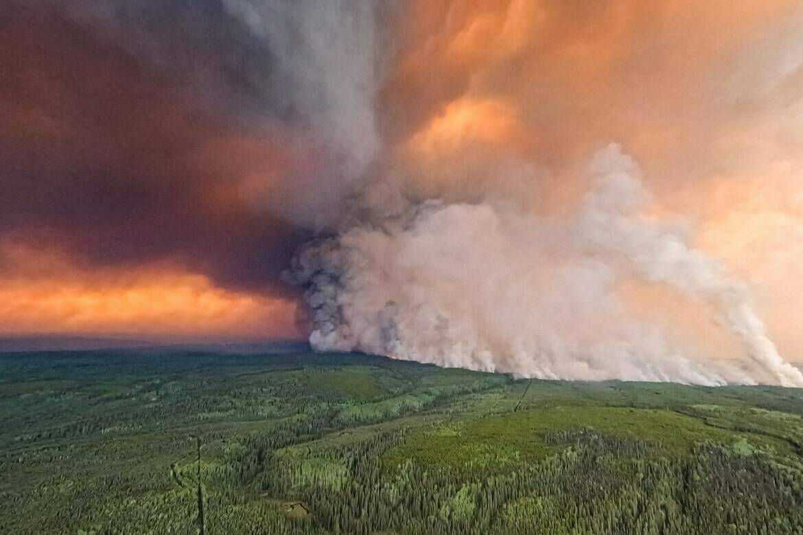The Donnie Creek wildfire burns in an area between Fort Nelson and Fort St. John, B.C., in this undated handout photo provided by the BC Wildfire Service. (THE CANADIAN PRESS/BC Wildfire Service)