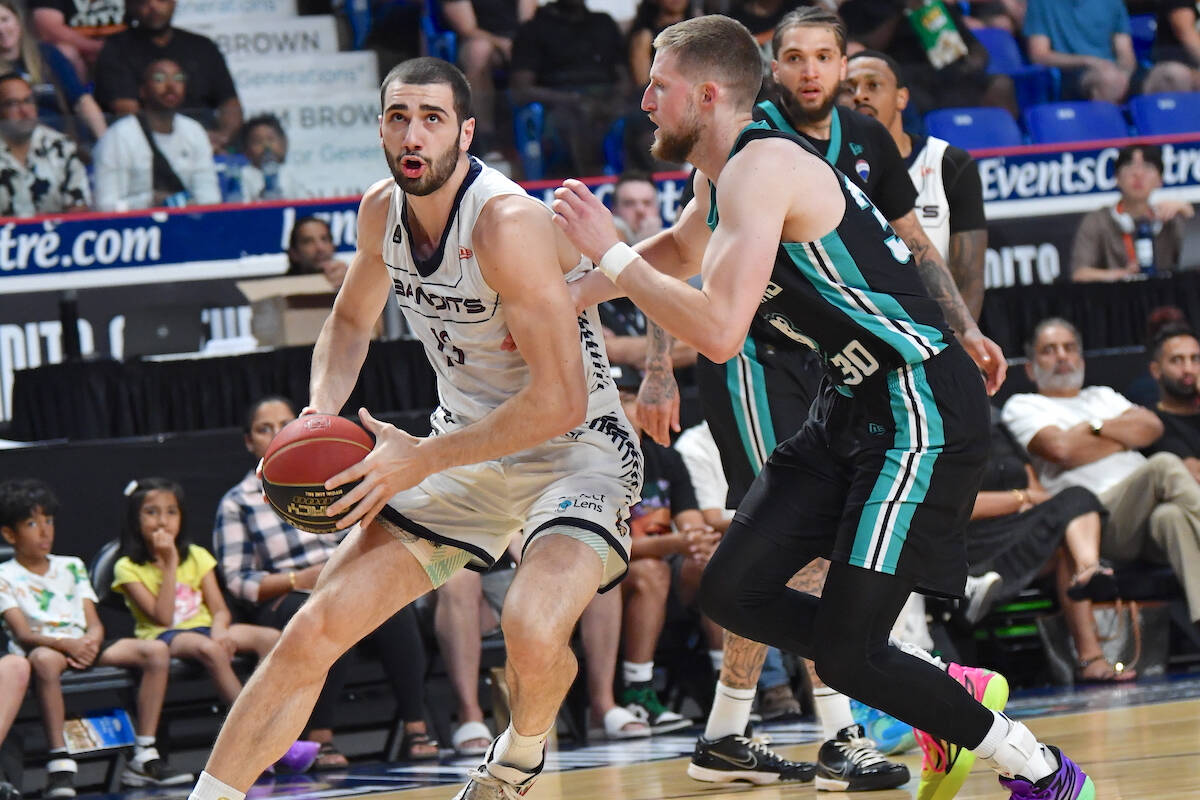 Bandits’ Giorgi Bezhanishvili in action against Winnipeg Sunday, July 23, at Langley Events Centre. Sea Bears downed the Bandits 90-79. (Vancouver Bandits/Special to Langley Advance Times)