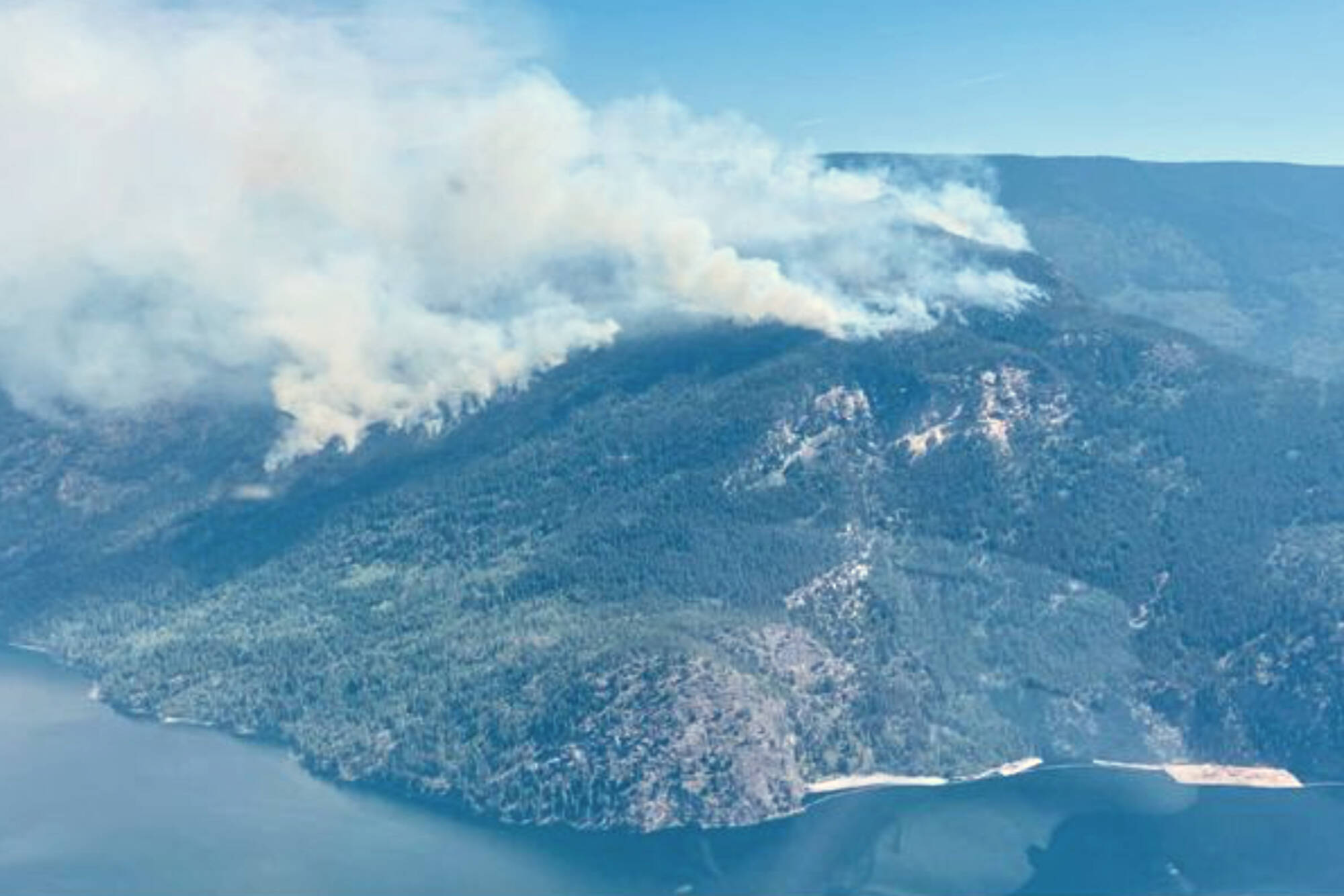 As of July 24, the Lower East Adams wildfire by Adams Lake was estimated to be 2,000 hectares in size. (BC Wildfire Service photo)