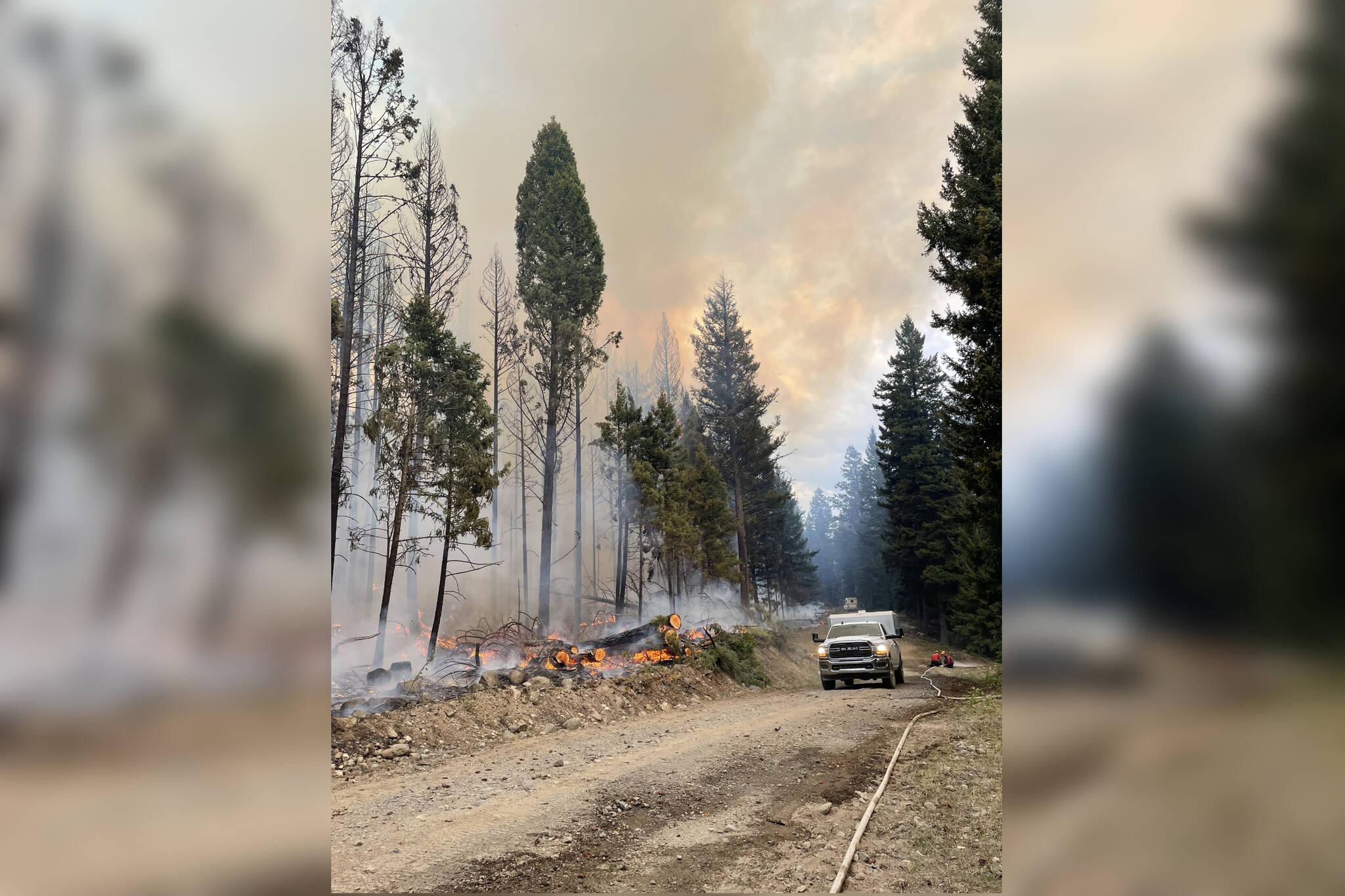 Fire crews are continuing the battle the Ross Moore Lake wildfire south of Kamloops. (BC Wildfire Services)