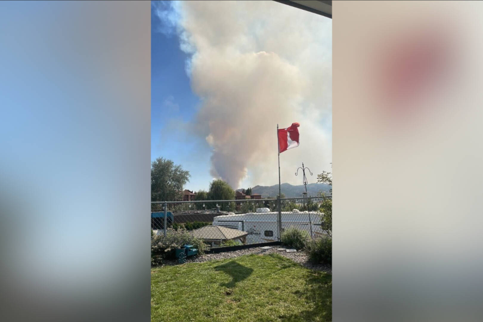 A fire burning southwest of Oroville, Wash. is producing visible smoke that could be seen from Osoyoos. (Cheri Swanson/Facebook)
