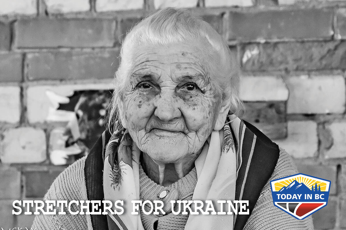 A 94-year-old woman who was evacuated from her home in the Ukraine. (Darrell McKay photo)