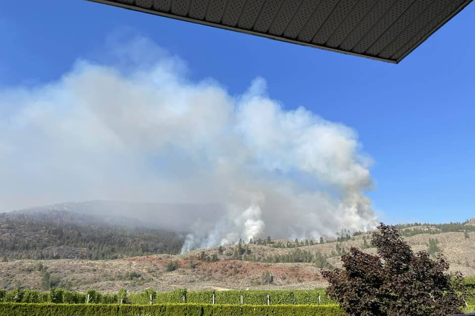 The northeastern flank of the Eagle Bluff fire taken at 8:20 a.m., Aug. 2. (Tina Merry Facebook)
