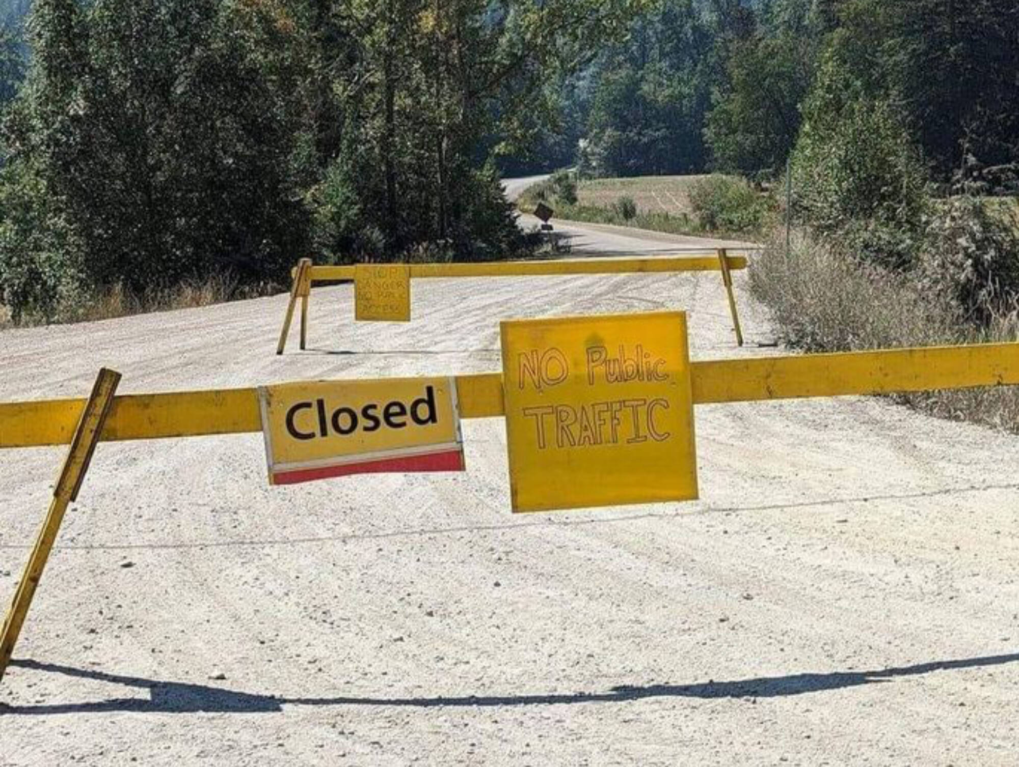 Adams Lake Forest Service Road is closed to public traffic as of Aug. 3, 2023. (Sandra Johnson-Facebook)