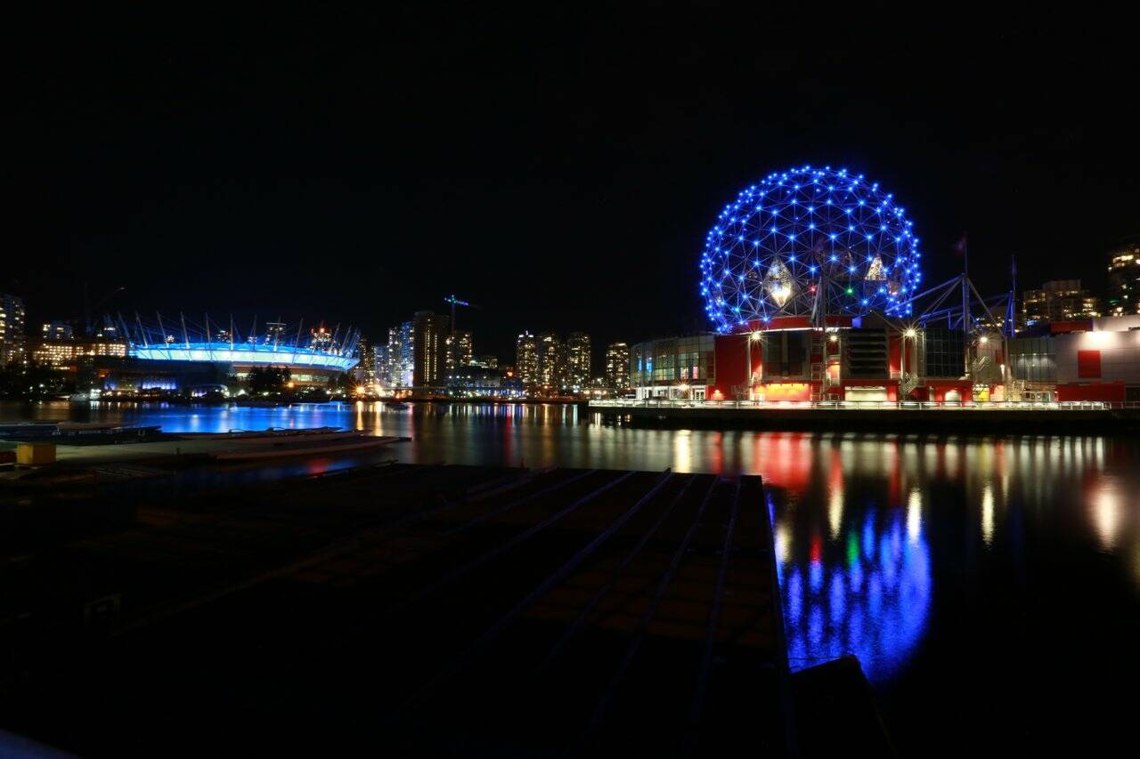 The lights on the Science World dome are set to go on once again every evening, beginning Aug. 10, after months of work. (Science World)