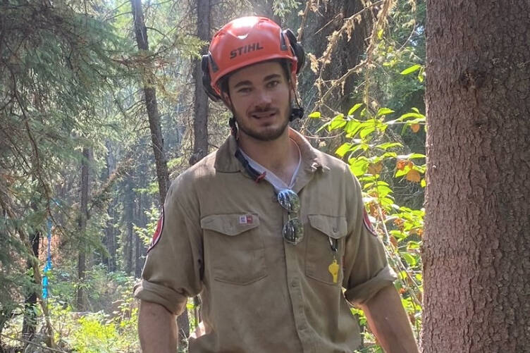 Firefighter Zak Muise in the field. The 25-year-old was killed firefighting the Donnie Creek Wildfire in northeastern B.C. (BC Wildfire Service)