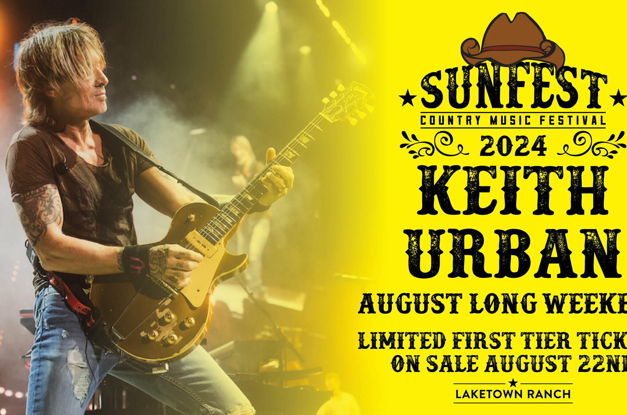 Laketown Ranch has announced that Keith Urban will be headlining Sunfest 2024. Early bird tickets will go on sale on Aug. 22 at 9 a.m. (Courtesy of Sunfest)