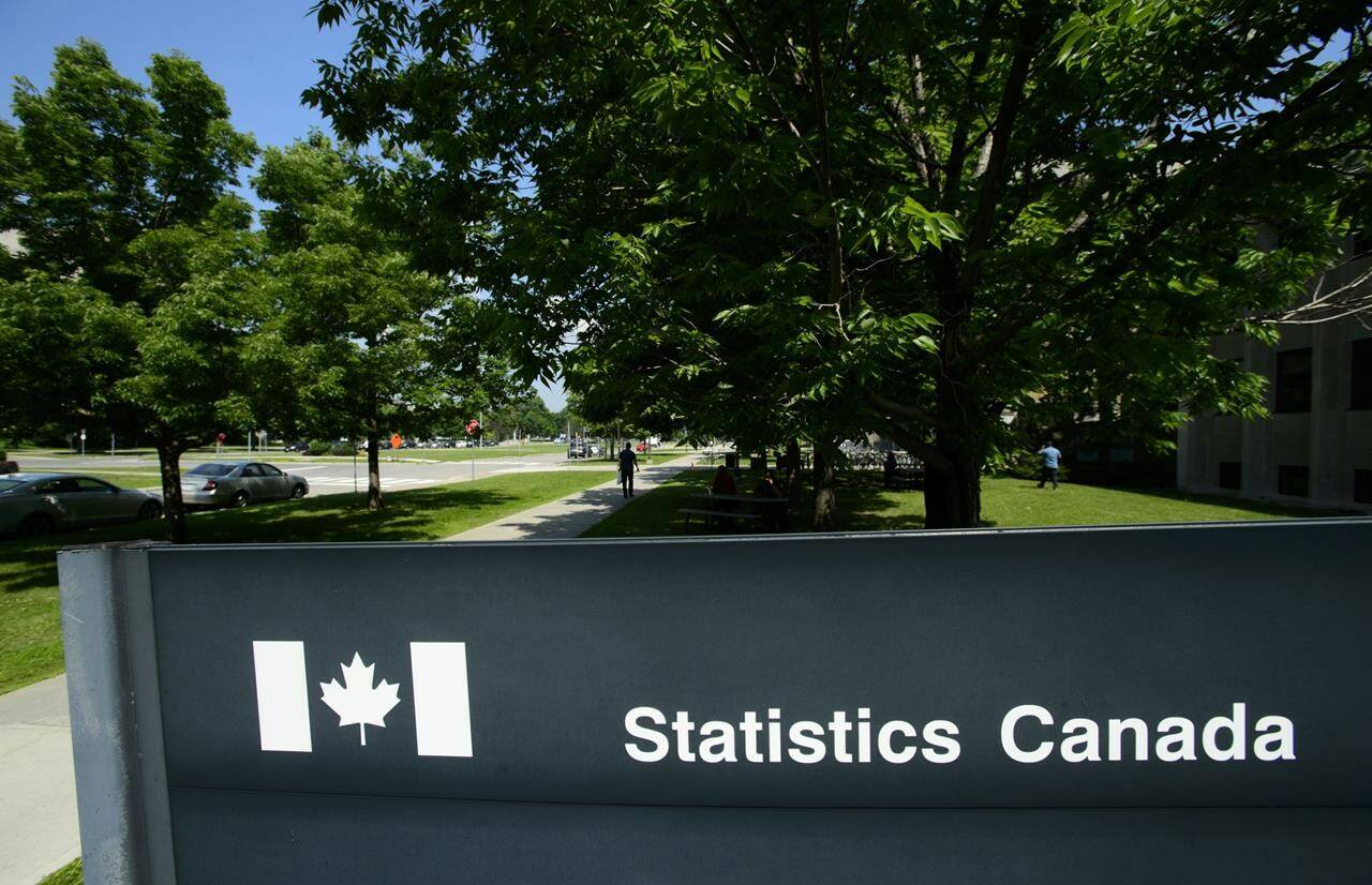 A Statistics Canada sign is pictured in Ottawa on Wednesday, July 3, 2019. Statistics Canada documents show workers who went door-to-door to collect data for the 2021 census logged hundreds of workplace injuries and at least 15 assaults by members of the public. THE CANADIAN PRESS/Sean Kilpatrick