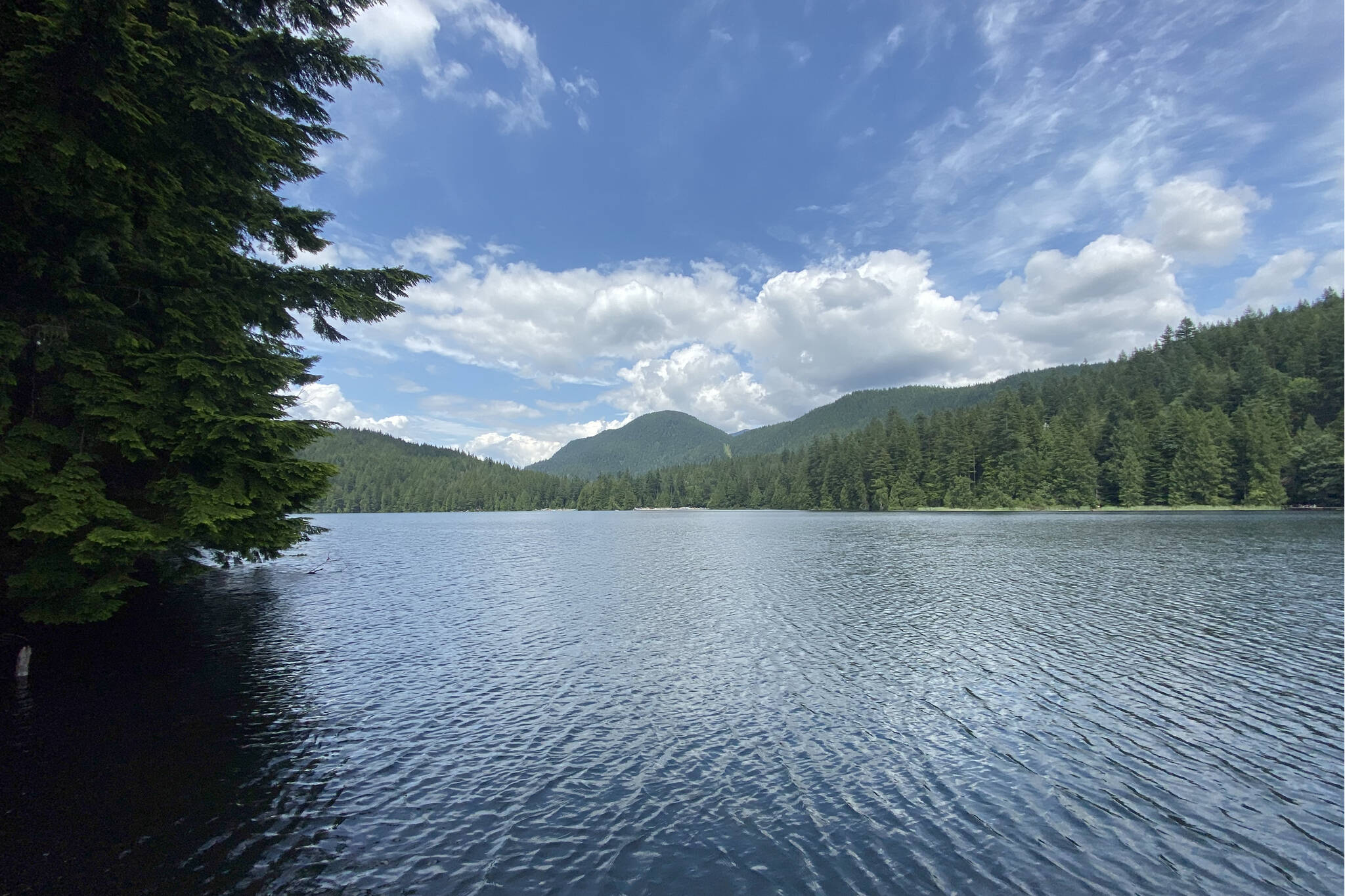 Port Moody Police say a bystander saved a 13-year-old girl from a near drowning at Sasamat Lake in Belcarra Regional Park on Aug. 6, 2023. Sasamat Lake, in Port Moody, pictured in 2020. (Lauren Collins)