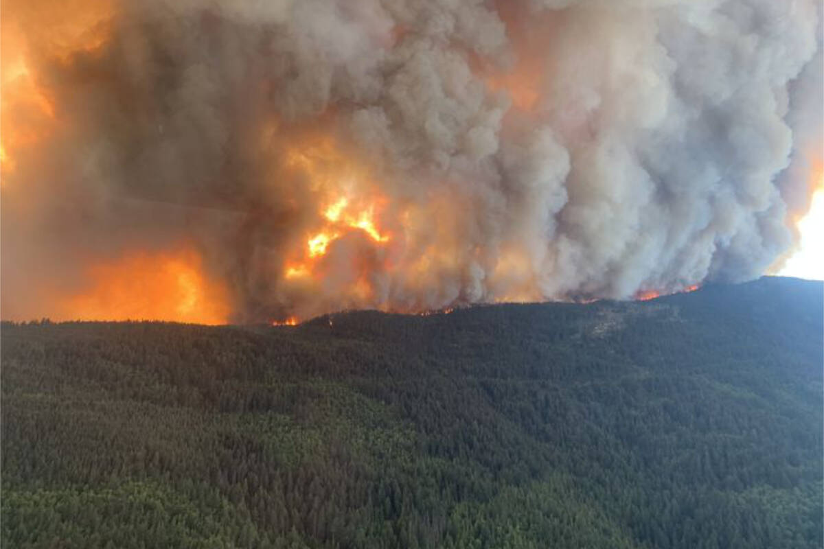 The Kookipi Creek wildfire has prompted evacuation orders for properties in the Fraser Valley and Thompson-Nicola Regional Districts, and an evacuation alert for the Village of Lytton. (BC Wildfire Service/Facebook)
