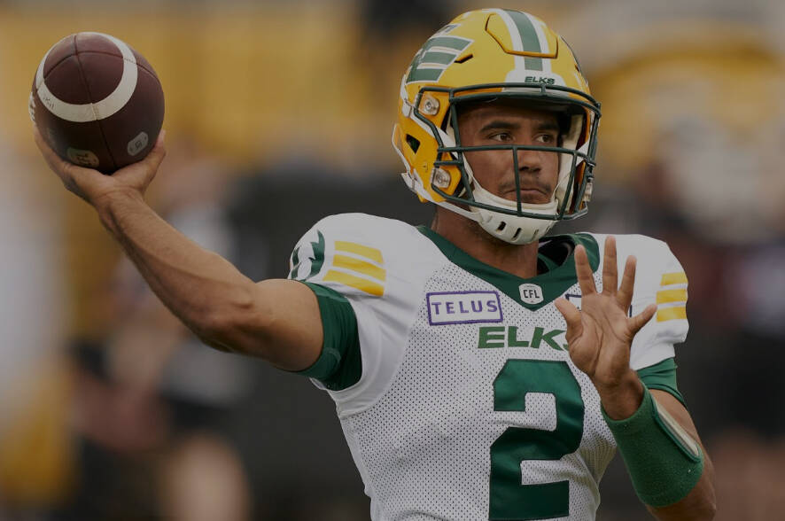 Tre Ford threw for two touchdown passes in leading Edmonton to a 24-10 win over the Tiger-Cats in Hamilton on Thursday. CFL photo