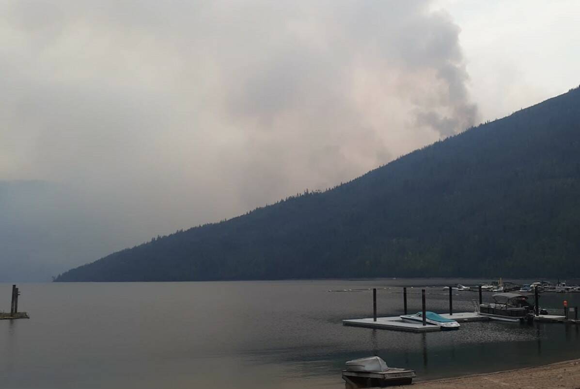 The Bush Creek East wildfire continues to burn in the Shuswap. (BC Wildfire Services)