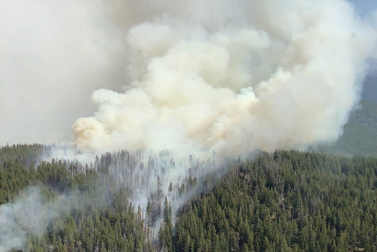 The Crater Creek wildfire south of Keremeos has been burning for one month now. (BC Wildfire Services)